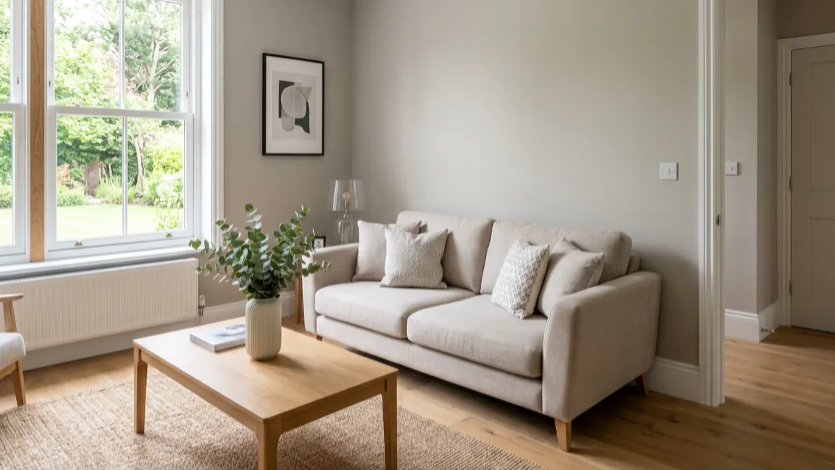Fresh interior painting with premium hardwood-look flooring